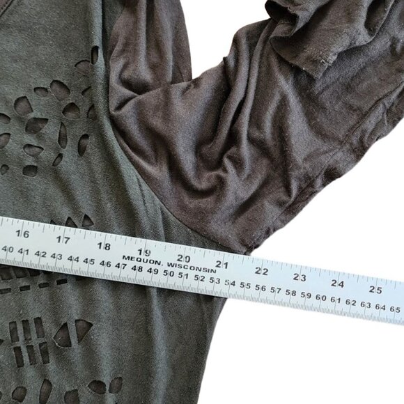 Tribal Women's Olive Green Laser Cut Blouse Size L - Picture 5 of 11